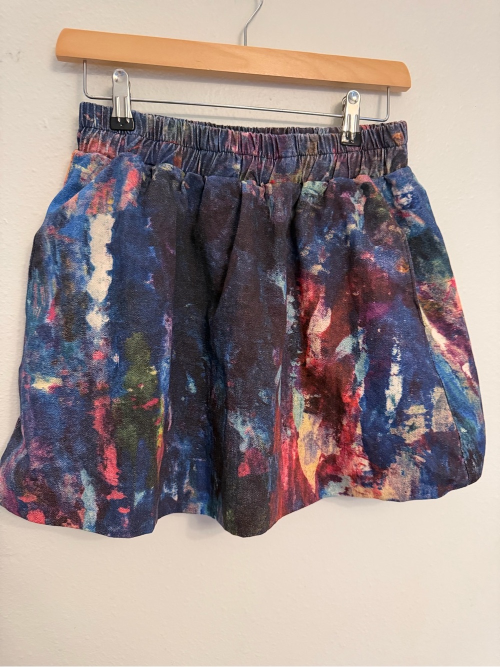 Multicolor Painterly Print Elastic Waist Women's art skirt - bright bold fun